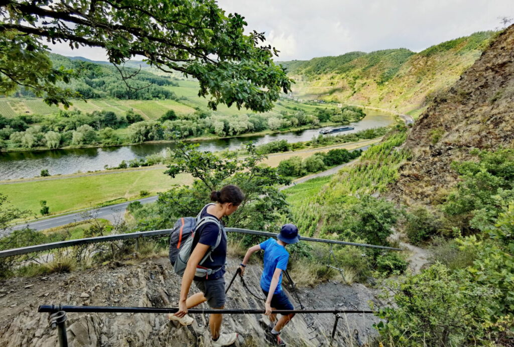 Der Calmont Klettersteig in Edinger Eller - unser Start der Tour an der Mosel